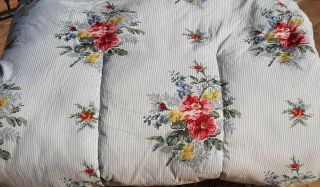 Vtg Ralph Lauren Chaps Nantucket Comforter & Bed Skirt - Twin Blue Stripe Floral