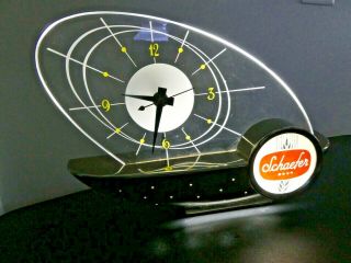 Vintage Schaefer Beer Atomic Age Lighted Sailboat Advertising Clock