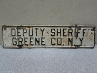 Vintage Metal Painted Embossed Sign Deputy Sheriff Green County Ny Police Law