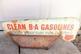 Vintage British American Oil Tin Gas Pump Top Sign Metal Advertising Ba