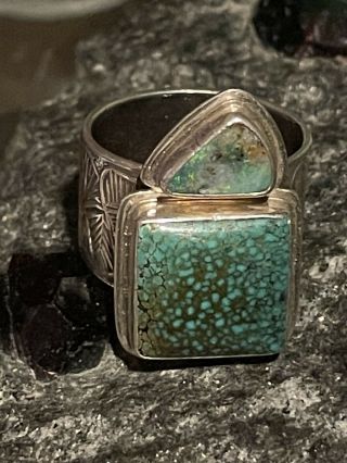 Vintage Tabra Sterling Ring With Turquoise And Boulder Opal