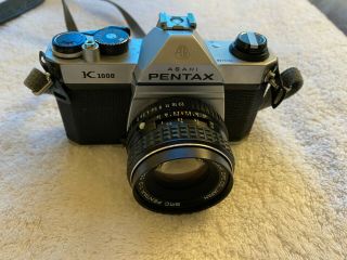 Vintage Asahi Pentax K1000 35mm Film Camera With Smc Pentax 55mm Lens Japan Made