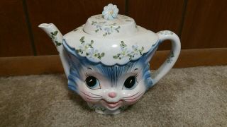 Lefton Miss Priss Kitty Cat Teapot 1516 6 Cup Vintage Tea Pot Japan No Chips