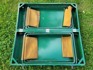 Vintage 1950 ' s Coleman Metal Folding Camping Table w/ 4 Stools Great Usable Cond 3
