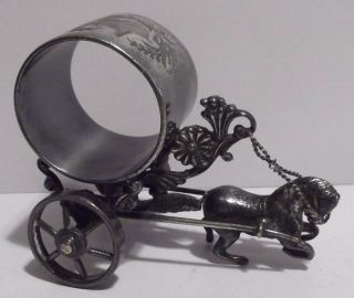 Vtg Horse Cart Wheels Silver Plated Figural Napkin Ring Meriden B Company 214
