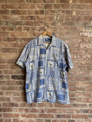 Vtg Polo Ralph Lauren Men’s Camp Shirt,  Sz Xl Bandana Extrême,  Linen/cotton