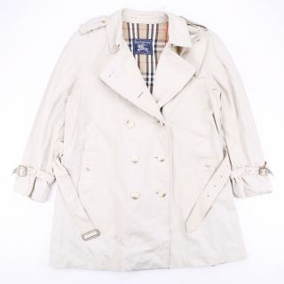 Vintage Burberry Nova Check Cream 90s Cotton Casual Trench Coat Mens L