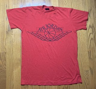 Vintage Nike Air Jordan Wings Shirt 1985 Blue Tag Authentic Single Stitch Red