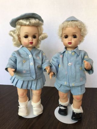 Vintage 10” Tiny Terri Lee & Tiny Jerri Lee Twins In Matching Outfits