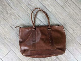 Vintage Ll Bean Brown Leather Tote Beach Bag Large Boat