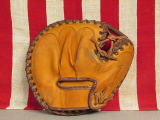 Vintage 1950s Reach Leather Baseball Glove Catchers Mitt Champion 2455