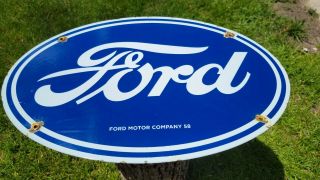 Vintage Dated 1958 Ford Motor Company Porcelain Enamel Gas Sign Cars & Trucks