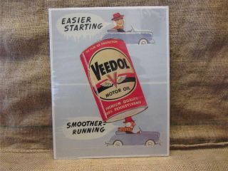 Vintage 1958 Veedol Motor Oil Sign Antique Automotive Gas Garage Store 9153