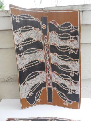 2 X Vintage Aboriginal Bark Painting By Burungurr Milingimbi Northern Territory