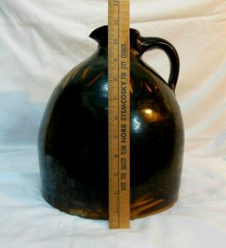 Antique Stoneware 2 Glazed Brown Molasses Syrup Jug With Spout Moonshine 2