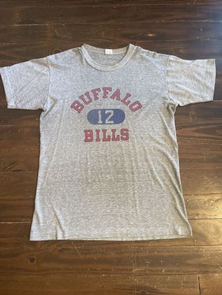Vintage Buffalo Bills Training Camp Tee Shirt Champion Blue Bar Thin