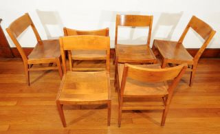 Midcentury,  Walnut,  W.  H.  Gunlocke,  Set Of 6 Chairs (manufacture Date Unknown)