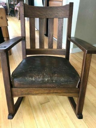 Ca.  1915 Chas.  Stickley Mission Style Rocking Chair With Finish,  A Gem