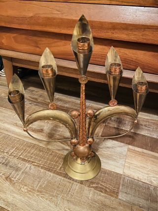 Mexican Copper,  Tin And Brass Tabletop Candelabra From The Llamas Workshop