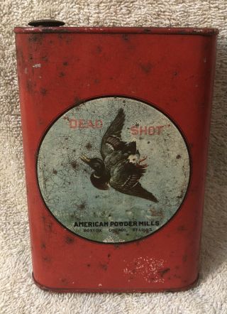 Vintage Dead Shot Boston Collectible Gun Powder Can (empty) Duck Hunting