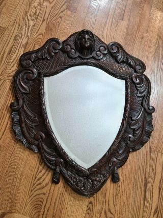 Antique Hand Carved Black Forest Or French 30 " Frame,  Figural,  Mirror,  Acanthus