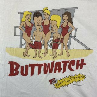 Vintage 90s Beavis And Butthead T - Shirt Xl Stanley Desantis Buttwatch Baywatch