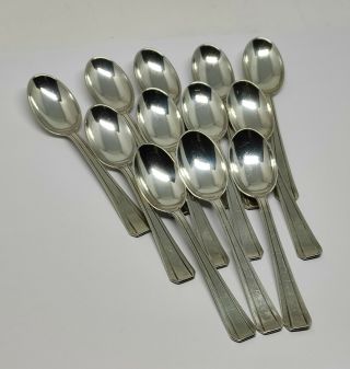 Antique French Art Deco Sterling Silver 12 Coffee Spoons Vintage 1900 Wwi Era