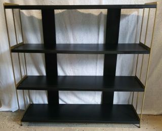 Vintage 4 - Tier Mid Century Modern Metal Shelf Bookcase Bookshelf Industrial