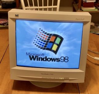 Vintage 17 " Viewsonic Screen Crt Vga Svga Monitor Retro Gaming Windows 98 Win98
