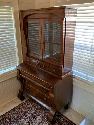 - Antique Empire Secretary Desk And Bookcase -