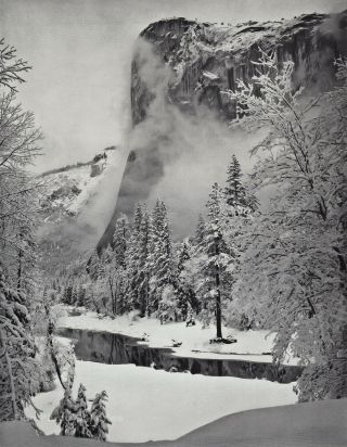 1959 Vintage Ansel Adams El Capitan Winter Yosemite Landscape Photo Art 12x16