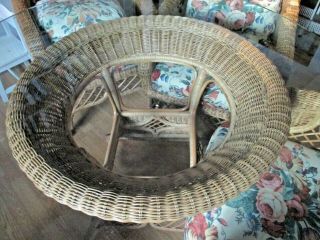 Hand - Crafted WICKER BY HENRY LINK 4 Chairs & Glass Top Table Victorian Design 2