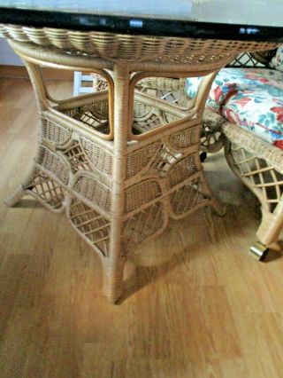 Hand - Crafted WICKER BY HENRY LINK 4 Chairs & Glass Top Table Victorian Design 4