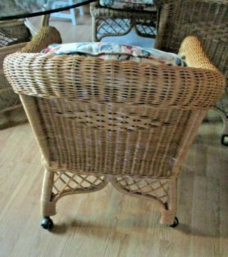 Hand - Crafted WICKER BY HENRY LINK 4 Chairs & Glass Top Table Victorian Design 6