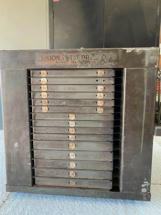 Vintage Union Twist Drill Co.  Bit Storage Drawers Index Rotating