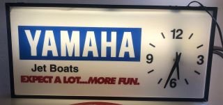 Vintage Yamaha Jet Boat Dealer Lighted Clock Advertising Sign - 12x25