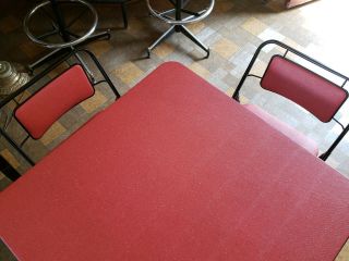 Vintage Samsonite Mid Century Modern Red Vinyl Dining Card Table & CHAIRS Set 2