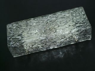 Vtg.  Rectangular Wall Sconce,  J.  T.  Kalmar,  Heavy,  Patterned Glass,  Mid Century