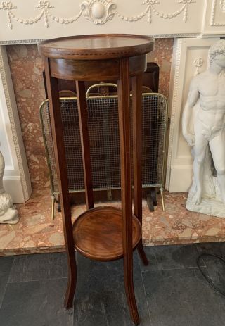 ANTIQUE EDWARDIAN INLAID MAHOGANY TWO - TIER PLANT STAND - JARDINIERE STAND 2