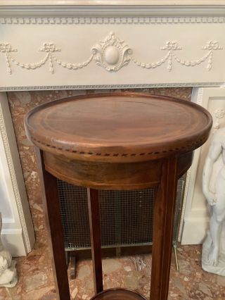 ANTIQUE EDWARDIAN INLAID MAHOGANY TWO - TIER PLANT STAND - JARDINIERE STAND 3