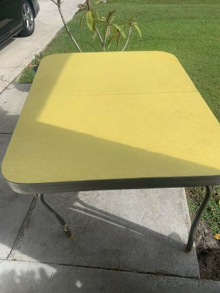 Vintage Mid Century Art Deco Formica Kitchen Table Yellow W/leaf Part Project
