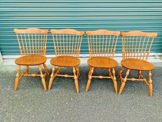 Set Of 4 Ethan Allen Nutmeg Maple Dining Chairs L@@k