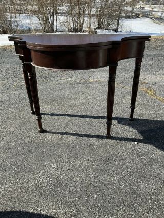 Antique Mahogany Game Card Table Flip Top Console Hall Table 1880