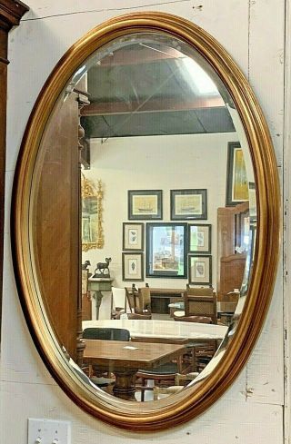Oval Gold Beveled Mirror 39 " X 27 " 20 Yrs Old Wood Frame