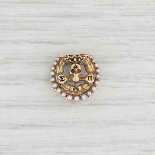 Vintage Delta Sigma Pi Skull Badge 10k Gold Pearls Business Fraternity Pin