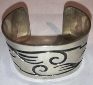 Vintage Navajo Or Hopi Sterling Silver Cuff Bracelet