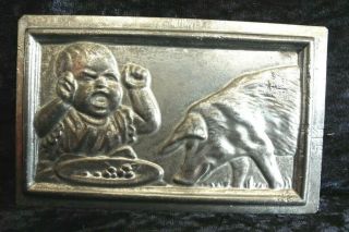 Old Antique Vintage Chocolate Candy Mold Shape Baby And Pig.