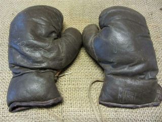 Vintage 1950s Jack Dempsey Leather Boxing Gloves Antique Everlast Childs 8091