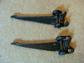 Pair Vintage Cast Iron Industrial Swing Out Stool Brackets - No Seat