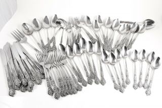 Versailles Stainless Flatware Msi Japan Vntg Huge 61 Pc.  Set Forks Knives Spoons